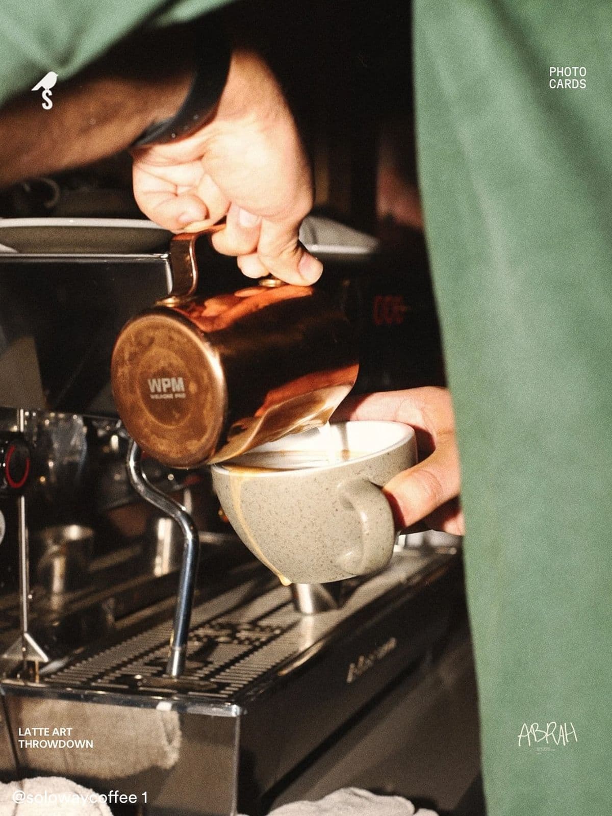 Latte art being poured